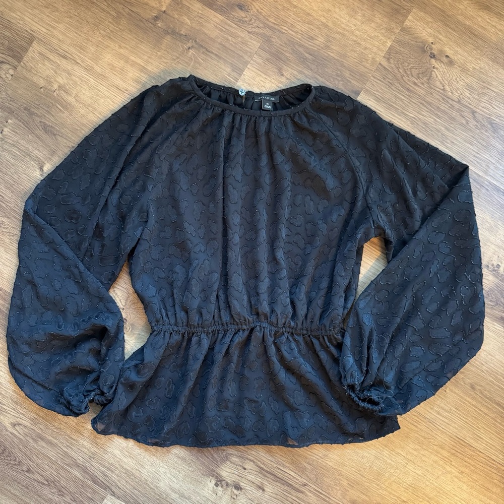 EUC - Ann Taylor - Elegant Textured Black Women's Top